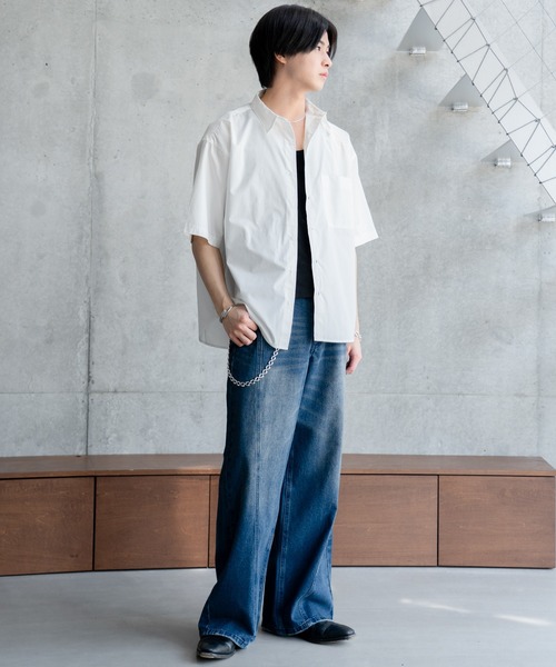 SINSS（シンス）の「Wide silhouette HS shirt / ワイドシルエットHSシャツ（シャツ/ブラウス・メンズ・ネイビー/サックスブルー/ライトグレー/ホワイト/ブラック・SMALL/MEDIUM/LARGE）」の21枚目の写真