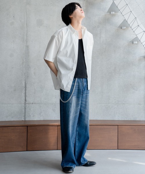 SINSS（シンス）の「Wide silhouette HS shirt / ワイドシルエットHSシャツ（シャツ/ブラウス・メンズ・ネイビー/サックスブルー/ライトグレー/ホワイト/ブラック・SMALL/MEDIUM/LARGE）」の22枚目の写真