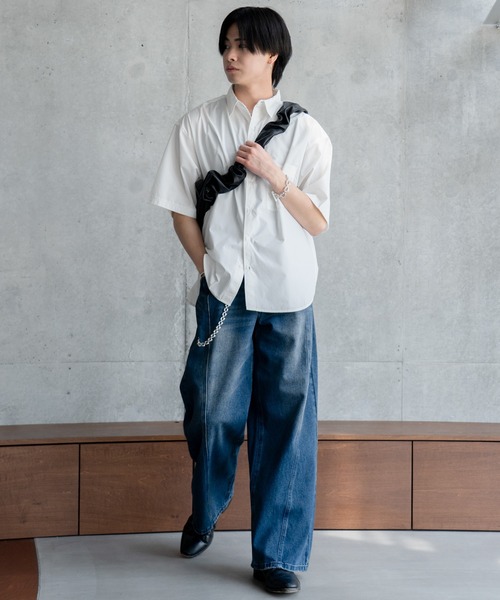 SINSS（シンス）の「Wide silhouette HS shirt / ワイドシルエットHSシャツ（シャツ/ブラウス・メンズ・ネイビー/サックスブルー/ライトグレー/ホワイト/ブラック・SMALL/MEDIUM/LARGE）」の22枚目の写真