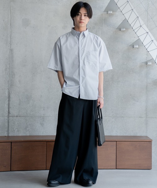 SINSS（シンス）の「Wide silhouette HS shirt / ワイドシルエットHSシャツ（シャツ/ブラウス・メンズ・ネイビー/サックスブルー/ライトグレー/ホワイト/ブラック・SMALL/MEDIUM/LARGE）」の9枚目の写真