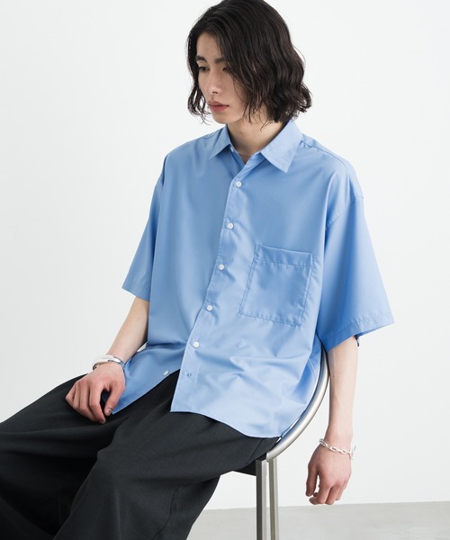 SINSS(シンス)の「Wide silhouette HS shirt / ワイドシルエットHSシャツ(シャツ/ブラウス・メンズ・ネイビー/サックスブルー/ライトグレー/ホワイト/ブラック/ロイヤルブルー/チャコールグレー・SMALL/MEDIUM/LARGE/X-SMALL)」の14枚目の写真
