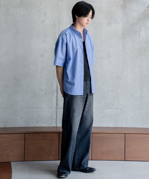 SINSS（シンス）の「Wide silhouette HS shirt / ワイドシルエットHSシャツ（シャツ/ブラウス・メンズ・ネイビー/サックスブルー/ライトグレー/ホワイト/ブラック・SMALL/MEDIUM/LARGE）」の15枚目の写真