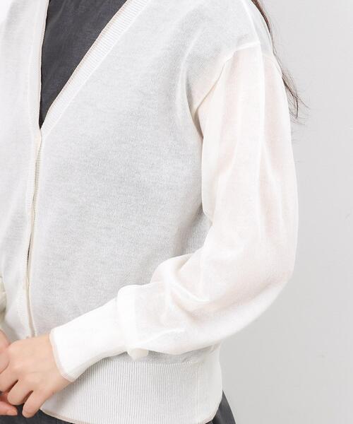 OPAQUE.CLIP(オペークドットクリップ)の「配色ラインVネックシアーカーディガン【洗濯機洗い可】(カーディガン/ボレロ・レディース・ホワイト系5/ブラック系4/ブラウン系その他5・38/40/42)」の21枚目の写真