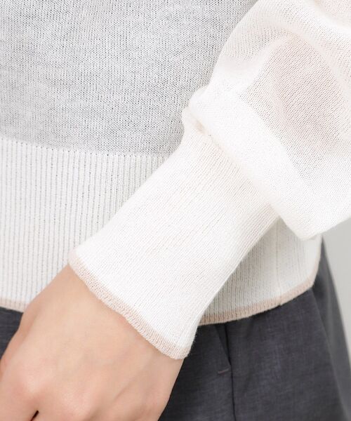 OPAQUE.CLIP(オペークドットクリップ)の「配色ラインVネックシアーカーディガン【洗濯機洗い可】(カーディガン/ボレロ・レディース・ホワイト系5/ブラック系4/ブラウン系その他5・38/40/42)」の22枚目の写真