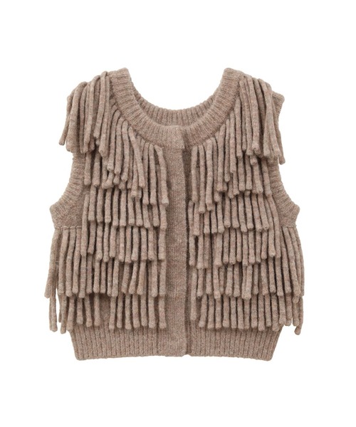CLANE（クラネ）の「【CLANE/クラネ】ダブルフェイスフリンジニットベスト/W FACE FRINGE KNIT VEST（ベスト・レディース・ベージュ/ダークグレー・1）」の4枚目の写真