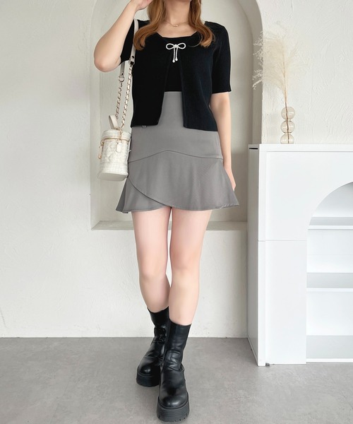 apres jour（アプレジュール）の「ビジューリボンリブアンサンブル【ZOZOTOWN限定アイテム】（アンサンブル・レディース・ピンク/ブラック/ライトブルー・X-LARGE/フリー）」の7枚目の写真