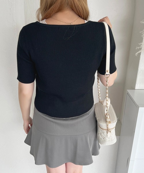 apres jour（アプレジュール）の「ビジューリボンリブアンサンブル【ZOZOTOWN限定アイテム】（アンサンブル・レディース・ピンク/ブラック/ライトブルー・X-LARGE/フリー）」の5枚目の写真