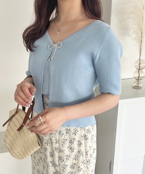 apres jour（アプレジュール）の「ビジューリボンリブアンサンブル【ZOZOTOWN限定アイテム】（アンサンブル・レディース・ピンク/ブラック/ライトブルー・X-LARGE/フリー）」の18枚目の写真