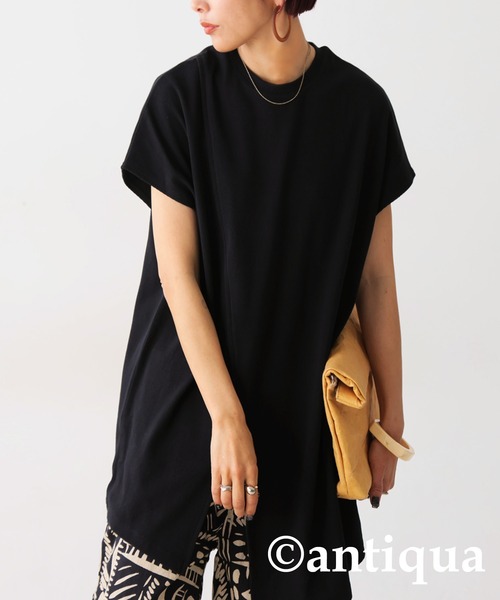 antiqua(アンティカ)の「スリットロングリブトップス(Tシャツ/カットソー・レディース・オフホワイト/ブラック・ONESIZE)」の14枚目の写真