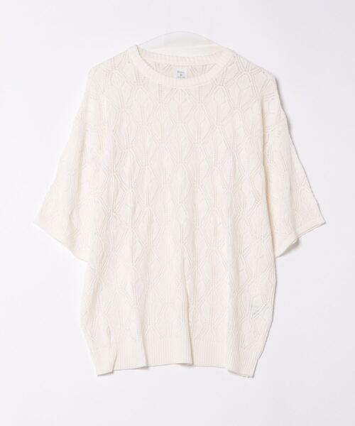 Revo.(レボ)の「Revo. 接触冷感 透かし編み SS サマーニット(Tシャツ/カットソー・メンズ・カーキ/ブラック/ホワイト・2/1)」の14枚目の写真