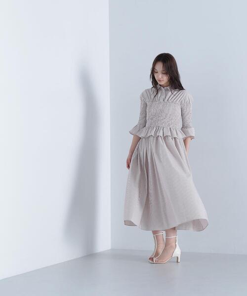 NATURAL BEAUTY BASIC(ナチュラルビューティーベーシック)の「ストライプシャツビスチェワンピース(シャツワンピース・レディース・ブルー系その他/ベージュ系その他・MEDIUM/SMALL)」の1枚目の写真