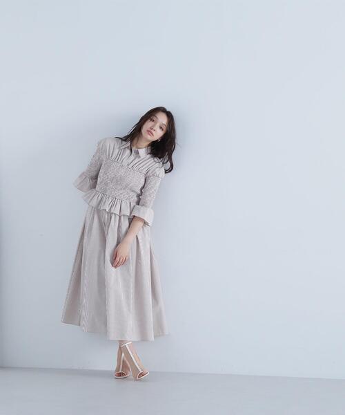 NATURAL BEAUTY BASIC(ナチュラルビューティーベーシック)の「ストライプシャツビスチェワンピース(シャツワンピース・レディース・ブルー系その他/ベージュ系その他・MEDIUM/SMALL)」の17枚目の写真