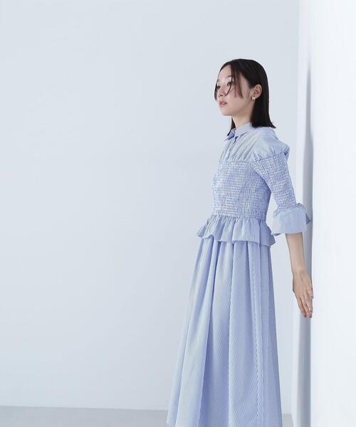 NATURAL BEAUTY BASIC(ナチュラルビューティーベーシック)の「ストライプシャツビスチェワンピース(シャツワンピース・レディース・ブルー系その他/ベージュ系その他・MEDIUM/SMALL)」の11枚目の写真