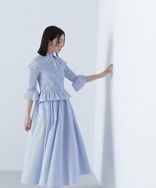 NATURAL BEAUTY BASIC(ナチュラルビューティーベーシック)の「ストライプシャツビスチェワンピース(シャツワンピース・レディース・ブルー系その他/ベージュ系その他・MEDIUM/SMALL)」の13枚目の写真