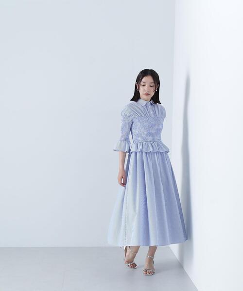 NATURAL BEAUTY BASIC(ナチュラルビューティーベーシック)の「ストライプシャツビスチェワンピース(シャツワンピース・レディース・ブルー系その他/ベージュ系その他・MEDIUM/SMALL)」の6枚目の写真
