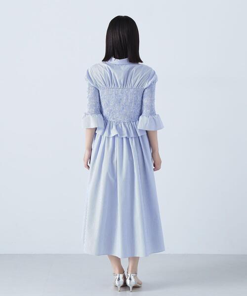 NATURAL BEAUTY BASIC(ナチュラルビューティーベーシック)の「ストライプシャツビスチェワンピース(シャツワンピース・レディース・ブルー系その他/ベージュ系その他・MEDIUM/SMALL)」の8枚目の写真