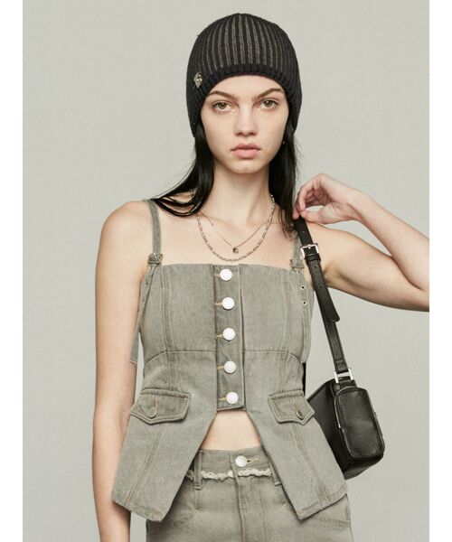 EMODA（エモダ）の「ボックスEマークビーニー（ニットキャップ/ビーニー・レディース・ブラック/グレー・FREE）」の4枚目の写真