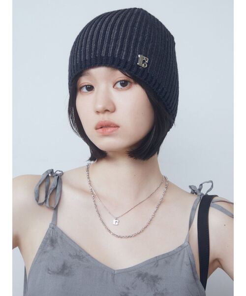 EMODA（エモダ）の「ボックスEマークビーニー（ニットキャップ/ビーニー・レディース・ブラック/グレー・FREE）」の8枚目の写真