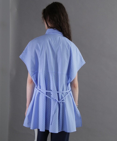OKIRAKU(オキラク)の「(OKIRAKU×ROSEBUD)ストライプパネル フリンジエンブロイダリー チュニックシャツ(シャツ/ブラウス・レディース・ベージュ/ブルー・FREE)」の16枚目の写真