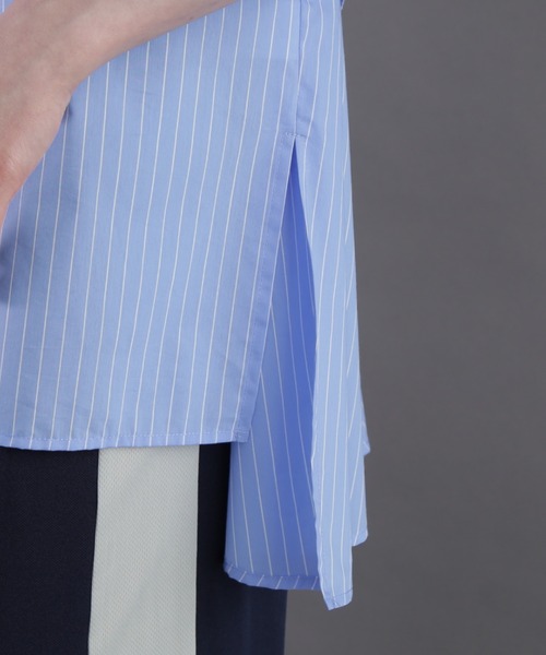 OKIRAKU(オキラク)の「(OKIRAKU×ROSEBUD)ストライプパネル フリンジエンブロイダリー チュニックシャツ(シャツ/ブラウス・レディース・ベージュ/ブルー・FREE)」の19枚目の写真