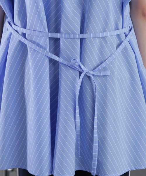 OKIRAKU(オキラク)の「(OKIRAKU×ROSEBUD)ストライプパネル フリンジエンブロイダリー チュニックシャツ(シャツ/ブラウス・レディース・ベージュ/ブルー・FREE)」の20枚目の写真