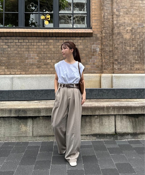 I_am(アイアム)の「pearl tuck tank / パールタックタンク(Tシャツ/カットソー・レディース・ブラック/ホワイト/チャコール・FREE)」の7枚目の写真