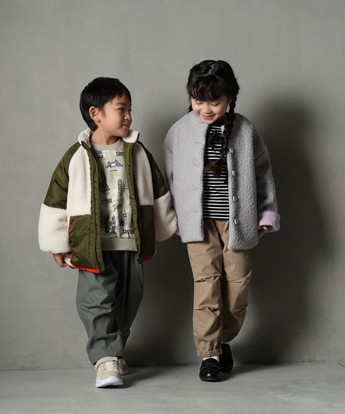 MAKE YOUR DAY（メイクユアデイ）の「ボアナイロン切替ジャケット■80～140cm（その他アウター・キッズ・グレー/カーキ・80/90/100/110/120/130/140）」の7枚目の写真