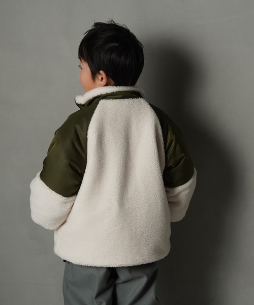 MAKE YOUR DAY（メイクユアデイ）の「ボアナイロン切替ジャケット■80～140cm（その他アウター・キッズ・グレー/カーキ・80/90/100/110/120/130/140）」の3枚目の写真