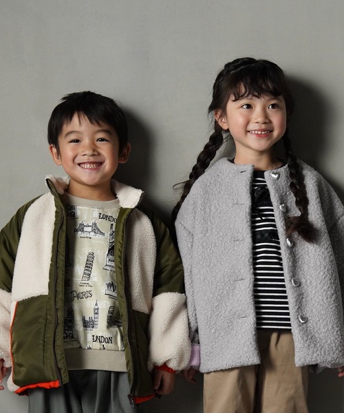 MAKE YOUR DAY（メイクユアデイ）の「ボアナイロン切替ジャケット■80～140cm（その他アウター・キッズ・グレー/カーキ・80/90/100/110/120/130/140）」の6枚目の写真