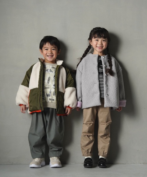 MAKE YOUR DAY（メイクユアデイ）の「ボアナイロン切替ジャケット■80～140cm（その他アウター・キッズ・グレー/カーキ・80/90/100/110/120/130/140）」の8枚目の写真