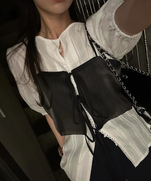 aimoha（アイモハ）の「軽やかな着心地ミニマルデザインキャミソール（キャミソール・レディース・ブラック/グレー/ブラウン/オフホワイト・FREE）」の2枚目の写真