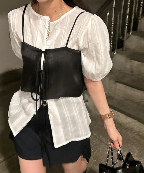 aimoha（アイモハ）の「軽やかな着心地ミニマルデザインキャミソール（キャミソール・レディース・ブラック/グレー/ブラウン/オフホワイト・FREE）」の17枚目の写真