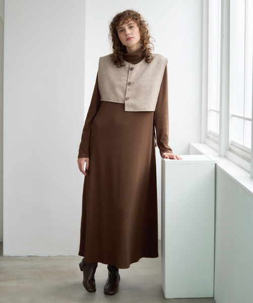 Formeque(フォルミーク)の「フレアリブワンピース(ワンピース・レディース・ブラック/オリーブ・FREE)」の9枚目の写真