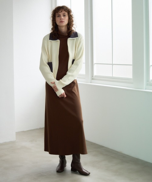 Formeque(フォルミーク)の「フレアリブワンピース(ワンピース・レディース・ブラック/オリーブ・FREE)」の3枚目の写真