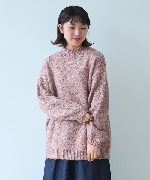 bulle de savon(ビュルデサボン)の「Melange yarn ハイネックプルオーバー(ニット/セーター・レディース・ライム/ブルー/ピンク・FREE)」の3枚目の写真