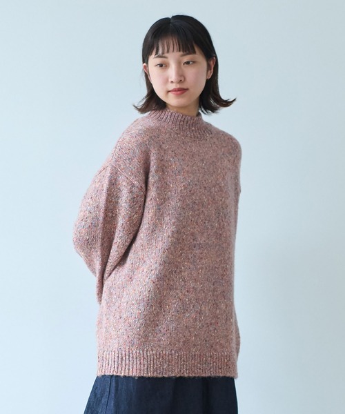 bulle de savon(ビュルデサボン)の「Melange yarn ハイネックプルオーバー(ニット/セーター・レディース・ライム/ブルー/ピンク・FREE)」の4枚目の写真