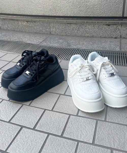 R&E】プレートポイント厚底LOWカットスニーカー（スニーカー