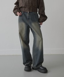 UNE MANSION（ユヌマンション）の「【XS-Lサイズ展開】 【ユニーク両サイドポケットループフック】ビンテージウォッシングユニークポケットループフックストレートデニムパンツ（デニムパンツ）」