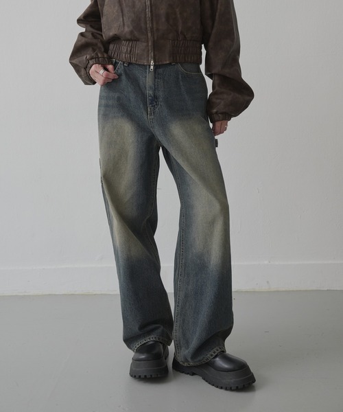 UNE MANSION（ユヌマンション）の「【XS-Lサイズ展開】 【ユニーク両サイドポケットループフック】ビンテージウォッシングユニークポケットループフックストレートデニムパンツ（デニムパンツ・レディース・ブラック/ブルー・X-SMALL/SMALL/MEDIUM/LARGE）」の2枚目の写真