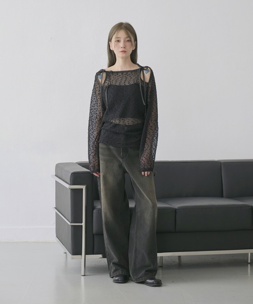 UNE MANSION（ユヌマンション）の「【XS-Lサイズ展開】 【ユニーク両サイドポケットループフック】ビンテージウォッシングユニークポケットループフックストレートデニムパンツ（デニムパンツ・レディース・ブラック/ブルー・X-SMALL/SMALL/MEDIUM/LARGE）」の8枚目の写真