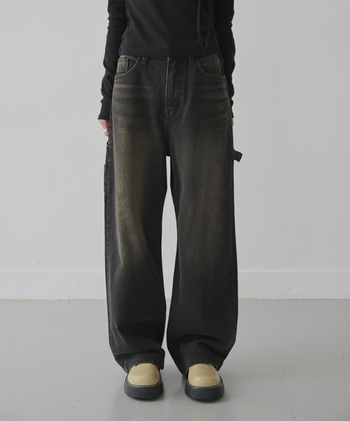 UNE MANSION（ユヌマンション）の「【XS-Lサイズ展開】 【ユニーク両サイドポケットループフック】ビンテージウォッシングユニークポケットループフックストレートデニムパンツ（デニムパンツ・レディース・ブラック/ブルー・X-SMALL/SMALL/MEDIUM/LARGE）」の17枚目の写真