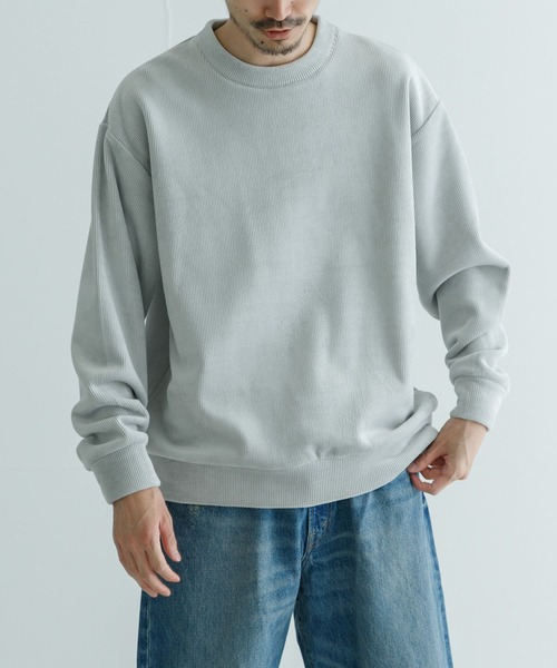 URBAN RESEARCH（アーバンリサーチ）の「ニットコーデュロイクルーネック（Tシャツ/カットソー・メンズ・アイボリー/ブラック/グレー系その他/ネイビー・MEDIUM/LARGE）」の4枚目の写真