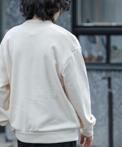 URBAN RESEARCH（アーバンリサーチ）の「ニットコーデュロイクルーネック（Tシャツ/カットソー・メンズ・アイボリー/ブラック/グレー系その他/ネイビー・MEDIUM/LARGE）」の7枚目の写真