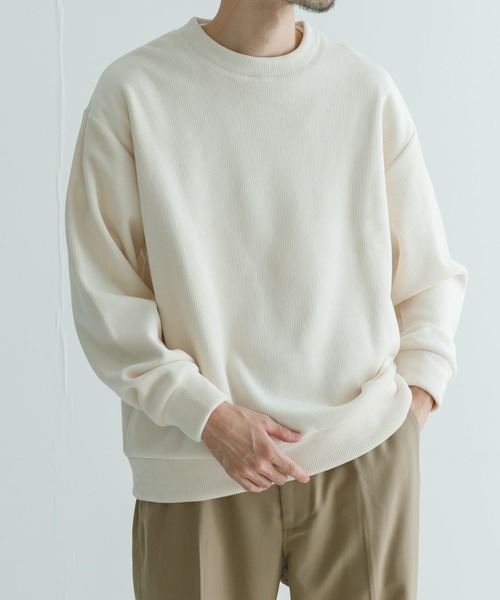 URBAN RESEARCH（アーバンリサーチ）の「ニットコーデュロイクルーネック（Tシャツ/カットソー・メンズ・アイボリー/ブラック/グレー系その他/ネイビー・MEDIUM/LARGE）」の13枚目の写真