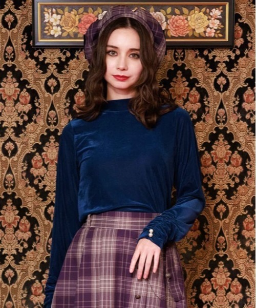axes femme（アクシーズファム）の「ギャザーシアーベロアインナー（Tシャツ/カットソー・レディース・ブラック/ピンク/ブルーグリーン/モカ・FREE）」の3枚目の写真