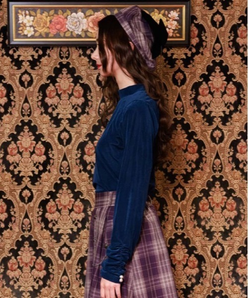 axes femme（アクシーズファム）の「ギャザーシアーベロアインナー（Tシャツ/カットソー・レディース・ブラック/ピンク/ブルーグリーン/モカ・FREE）」の5枚目の写真