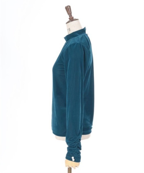 axes femme（アクシーズファム）の「ギャザーシアーベロアインナー（Tシャツ/カットソー・レディース・ブラック/ピンク/ブルーグリーン/モカ・FREE）」の8枚目の写真