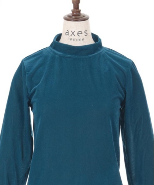 axes femme（アクシーズファム）の「ギャザーシアーベロアインナー（Tシャツ/カットソー・レディース・ブラック/ピンク/ブルーグリーン/モカ・FREE）」の10枚目の写真