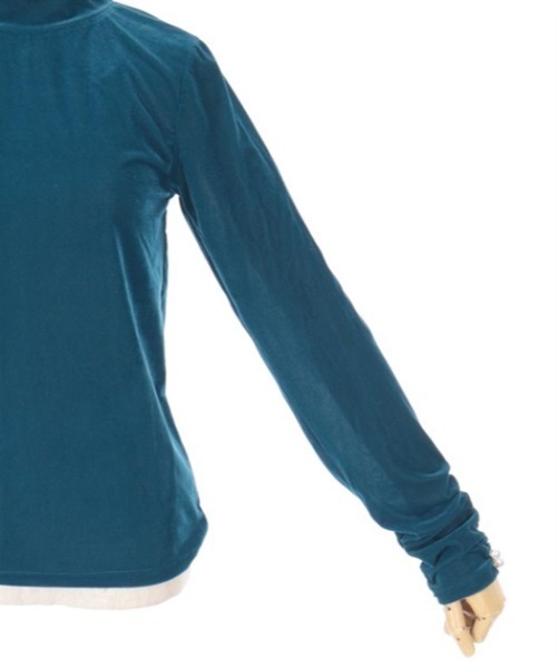 axes femme（アクシーズファム）の「ギャザーシアーベロアインナー（Tシャツ/カットソー・レディース・ブラック/ピンク/ブルーグリーン/モカ・FREE）」の13枚目の写真