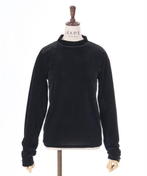 axes femme（アクシーズファム）の「ギャザーシアーベロアインナー（Tシャツ/カットソー・レディース・ブラック/ピンク/ブルーグリーン/モカ・FREE）」の14枚目の写真